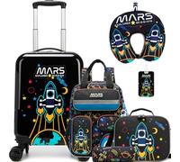 HTgroce 5 Sets of Suitcases for Children, Trolly 16 Inch + Neck Cushion, Trolley Case with Swivel Wheels