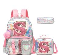 HTgroce Backpack for Girls Elementary Bookbag for School Backpack Set Girls Preschool Book Bag with Lunch Box Pencil Case, Pink S, M, Pink S