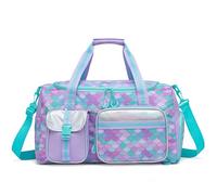 HTgroce Gym Girl Sports Bags, Purple Mermaid Mermaid-Print, Travel Bag, Gymnastics, Dance, Swim, Yoga, Hike, Camp, Tennis, Travel