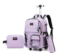 HTgroce Rolling Backpack for Girls, Women Roller Wheels Bookbag, Laptop Wheeled School Bag with Wheels for Teens