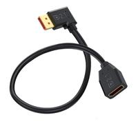 HTGuoji 16K DisplayPort 2.1 Extension Cable, 90 Degree Right Angle DP Male to Female Cable 52Gbps Support 16K@30Hz,8K@120Hz,4K@240Hz/165Hz HDR, HDCP for Gaming Monitor, TV, Graphics(50cm)