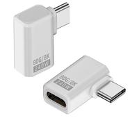HTGuoji 80Gbps USB C Adapter, PD 240W Type C Female to Male Extension(2pcs) | Support 8K@60Hz OTG Compatible with Thunderbolt 5, ipad, MacBook, Tablet, Phone(2pcs) (Side Angle(White))