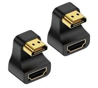 HTGuoji 8K U Shaped HDMI 2.1 Male to Female Adapter 2Pcs | 360 Degree HDMI Extender Adapter 48Gbps 8K@60Hz UHD2.1 3D With LED Indicator for Laptop PC Monitor Projector HDTV (Down)