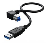 HTGuoji 90 Degree Angled USB 3.0 Printer Cable,USB Type A Male To Type B Male Printer Scanner Cord Compatible with Hard Disk Drive,Printers,Scanner,USB Hub,Monitor and More (50cm) (Left)