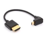 HTGuoji Angled Micro HDMI to HDMI Cable, 90 Degree Angle Micro HDMI Male to HDMI Male Adapter Connector for 1080P, 4K, Ultra HD, 3D, Ethernet 15cm (Down)