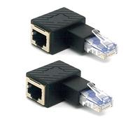 HTGuoji Angled RJ45 Ethernet Adapter, 90 Degree RJ45 8P8C Male to Female Cat5e Cat6 Network Patch Connector 2PCS (Right)