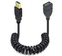 HTGuoji Coiled Spring USB 3.0 Extension Cable, Type A Male to Female Connection for Playstation, Xbox, USB Flash Drive, Hard Drive, Card Reader,Scanner,Printer,Keyboard 1.5m/5 Feet