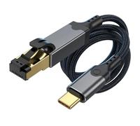 HTGuoji Gigabit USB C to Ethernet Cable, Braided Type-C to RJ45 Cord, Thunderbolt 3/4 Compatible LAN Network Adapter for MacBook Pro/Air, iPad, Laptops, Galaxy S24, PC (2 meter)