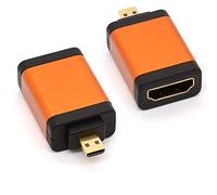 HTGuoji Micro HDMI to HDMI Adapter, Gold Plated Micro-HDMI (D) Male to HDMI (A) Female Coupler Connector Support 4K 3D for Phones Tablets Cameras HERO 5 ect (2Pcs)
