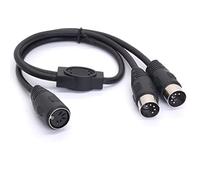 HTGuoji MIDI Y Splitter Cable Adapter, Din 5 Pin Female Jack to Dual 2 Male Plug Socket MIDI Cable for MIDI Mixers,MIDI Keyboards,Music Mixers Electronic Pianos 50cm