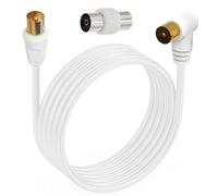 HTGuoji Right Angle Coaxial TV Aerial Cable (1.8m) | Satellite Cable RF TV Antenna Closed-Circuit Lead Cable Television signal Wire for Sky/SkyHD,Virgin,BT,VCR or DVD players
