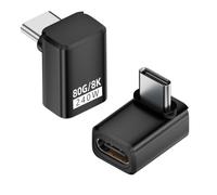 HTGuoji Right Angle USB C Adapter 240W, 90 Degree Type C Male to Female Extender Support OTG 80Gbps Data Transfer, 8K@60Hz Video for ipad, MacBook, Tablet, Phone (2pcs) (Solid Angle(Black))
