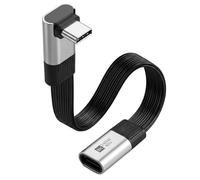 HTGuoji Right Angle USB C Extension Cable, PD 240W 80Gbps Flat Slim FPC USB-C Male to Female Extender, 8K@60Hz 90 Degree Type C Adapter for Thunderbolt 5/4/3, MacBook, Steam Deck, SSD
