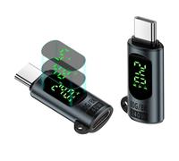 HTGuoji USB C Digital Display Male to Female Extension Adapter, 80Gbps 240W | Compatible with Thunderbolt 5 Support 48V/5A 8K@60Hz OTG Data Transfer & Charge with LED Digital Display 2pack(Grey)