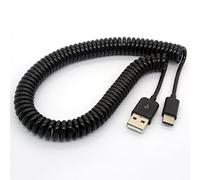 HTGuoji USB Type C Cable Coiled Spring Spiral Type-C Male to USB 2.0 A Male Extension Cord Data Sync Charger Lead for Nexus Macbook Google Chromebook Nokia N1 Tablet PC/Letv Smart Phone (3 Meter)