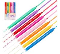 HTGWCG 8PCS Colored Curve Pens for Note Taking, Dual Tip Glitter Highlighters Set, 8 Different Curve Shapes & 8 Colors Fine Lines, for Note Taking, Underlining, Journaling, Office, School