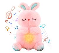 HTGWCG Anxiety Relief Koala, Breathing Teddy Bunny Anxiety Bear with Calming Music, Lights, Sleeping Teddy Plush, Rabbit Xmas Gifts, Soothing Sloth for Kids, Stress Relief Stuffed Animal Bunny