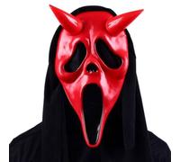 HTGWCG Halloween Horror Scream Mask, Scream Ghostface Mask, Realistic Adult Latex Scary Costume, Scary Skull Halloween Costume for Cosplay Party Decorations (red)
