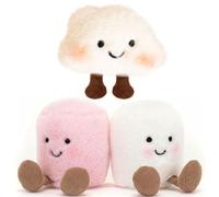 HTGWCG Marshmallow Soft Toys, 3Pcs Plush Stuffed Animals for Kids, Pink and White Toys Soft, Creative Gift for Children, Home Decor and Snuggle Companion, 12x7cm