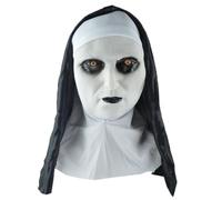 HTGWCG Nun Mask Halloween, Scary Nun Mask, Valak N-un Costume, S-cary Latex M-ask, Full Head M-ask for Scary Party Cosplay Mens Masquerade, for Halloween Haunted House Cosplay Costume Props