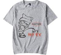 HTHDA BabyTron My Ex Crewneck Casual T-Shirt, Street Trend Printed Short-Sleeve,Summer Short Sleeve New,Tee Unisex,Gray,S