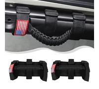 HTHE Grab Handles Grip Handle Roll Bar Grab Handle for Jeep Wrangler JK JL JT YJ TJ 1992-2023 Interior Accessories (2Pcs,with USA Flag Pattern,Oxford) Black