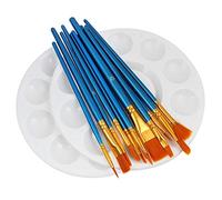 HTHL 14 PCS Set Paint Brushes,12 Pcs Artist Paint Brushes Set Include 2 Pcs 6.7 Inch Paint Palettes for Acrylic Painting Oil Painting Watercolor Painting Gouache Painting Face Painting (Blue)