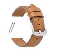 HTHRRFE 18mm 20mm 22mm 24mm Retro Calfskin Leather Strap Compatible With Huawei Watch GT5/GT4/GT3 Compatible With Seiko Watch Band Sport Quick Release Bracelet(Brown,24MM_SILVER BUCKLE)