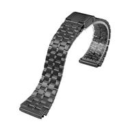HTHRRFE 18mm Fine Steel Watchband Compatible With CASIO A158 / A159 / A168 /A169 /B650 /AQ230/ 700 Classic Small Square Silver Block Metal Strap(Black 5)