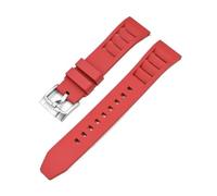 HTHRRFE 19/20/21/22/24mm FKM Strap Compatible With Tissot Seiko Casio Quick Release Fluoro Rubber Watch Band Bracelet Compatible With Swatch X Omega MoonSwatch(Red,21mm)
