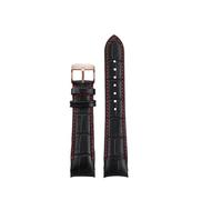 HTHRRFE 20mm 21mm 22mm Cowhide Watchband Compatible With Citizen ECODRIVE BL8001-01A BL8003-05A Watchstrap Men's Strap Straight Joint Watch Chain(Black red-rosegold,20mm)