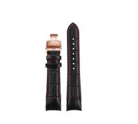 HTHRRFE 20mm 21mm 22mm Cowhide Watchband Compatible With Citizen ECODRIVE BL8001-01A BL8003-05A Watchstrap Men's Strap Straight Joint Watch Chain(1Black red-rosegold,22mm)