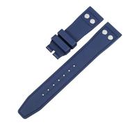HTHRRFE 20mm 21mm 22mm Nature Soft Fluororubber FKM Rubber Watchband Compatible With IWC Strap Big Pilot Portofino TOP Watch Band With Rivet(Blue no clasp,20mm)