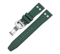 HTHRRFE 20mm 21mm 22mm Nature Soft Fluororubber FKM Rubber Watchband Compatible With IWC Strap Big Pilot Portofino TOP Watch Band With Rivet(Green silver folding,22mm)