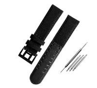 HTHRRFE 20mm 22mm Canvas Nylon Strap Soft Leather Watchband Men Replacement Bracelet Wrist Band Compatible With Hamilton Khaki H68201993(Black black,22mm)