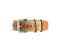 HTHRRFE 20mm 22mm Woven Nylon Genuine Leather Watch Strap Compatible With Rolex Seiko Canned Watchband Hamilton Khaki Field Retro Men(Green-Silver,22mm)