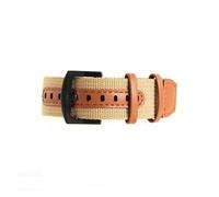 HTHRRFE 20mm 22mm Woven Nylon Genuine Leather Watch Strap Compatible With Rolex Seiko Canned Watchband Hamilton Khaki Field Retro Men(Khaki-Black,22mm)