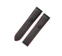 HTHRRFE 22mm Silicone Strap Compatible With Omega Planet Ocean 600 AT150/007 Quarter Orange Seamaster 300 Curved Men's Watch Band 20mm(Black red no buckle,22mm)