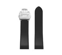 HTHRRFE 23mm 25m Compatible With Cartier Santos100 Santos Silicone Rubber Watch Strap Santos 100 Metal Buckle Watchband Men Black Blue Soft Bracelet(Black-silver,25mm)