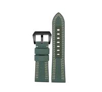 HTHRRFE 24mm 26mm Nylon Canvas +cowhide Strap Watchband Compatible With Panerai Pam985 984 441 Submersiblea Luminor Watch Accessories(Green black,26mm)