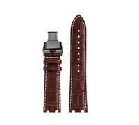 HTHRRFE 24mm Double Notch Cowhide Watch Strap Compatible With Casio EFR-539D/EFR-539BK Watch Band With Motorsport Men's Accessories(22brownwhite-black)