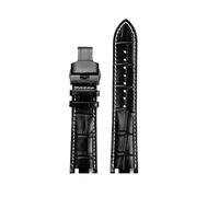 HTHRRFE 24mm Double Notch Cowhide Watch Strap Compatible With Casio EFR-539D/EFR-539BK Watch Band With Motorsport Men's Accessories(22blackwhite-black)