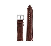 HTHRRFE 24mm Double Notch Cowhide Watch Strap Compatible With Casio EFR-539D/EFR-539BK Watch Band With Motorsport Men's Accessories(2brownwhite-silver)