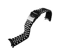 HTHRRFE 316L Stainless Steel Watch Band Compatible With Seiko Compatible With Jubilee Watch Accessories Gold Curved Strap 18/19/20/21/22/23/24/26/28mm Bracelet(Noir,23mm)