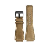 HTHRRFE 34 * 24mm Convex End Italian Calfskin Leather Watch Band Compatible With Bell Series BR01 BR03 Strap Watchband Bracelet Belt Ross Rubber Men(Color 03)