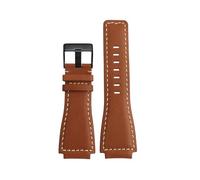 HTHRRFE 34 * 24mm Convex End Italian Calfskin Leather Watch Band Compatible With Bell Series BR01 BR03 Strap Watchband Bracelet Belt Ross Rubber Men(Color 09)