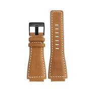 HTHRRFE 34 * 24mm Convex End Italian Calfskin Leather Watch Band Compatible With Bell Series BR01 BR03 Strap Watchband Bracelet Belt Ross Rubber Men(Color 07)