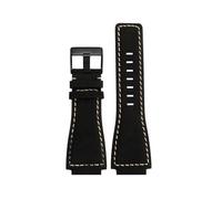 HTHRRFE 34 * 24mm Convex End Italian Calfskin Leather Watch Band Compatible With Bell Series BR01 BR03 Strap Watchband Bracelet Belt Ross Rubber Men(Color 05)