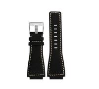 HTHRRFE 34 * 24mm Convex End Italian Calfskin Leather Watch Band Compatible With Bell Series BR01 BR03 Strap Watchband Bracelet Belt Ross Rubber Men(Color 06)