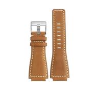 HTHRRFE 34 * 24mm Convex End Italian Calfskin Leather Watch Band Compatible With Bell Series BR01 BR03 Strap Watchband Bracelet Belt Ross Rubber Men(Color 08)